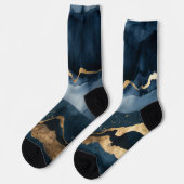 Blaue Wasserfarbe mit Goldflecken Socken (Linkes Detail)