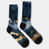 Blaue Wasserfarbe mit Goldflecken Socken (Rechts)