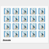 Blaue Wasserfarbe mit Liebe Wrens Aqua Quadratischer Aufkleber (Blatt)