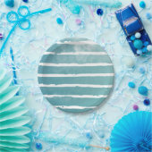 Blaue Wasserfarbe Moderne Linien Muster Pappteller (Party)
