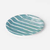 Blaue Wasserfarbe Moderne Linien Muster Pappteller (Schrägansicht)
