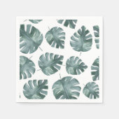 Blaue Wasserfarbe Monstera Muster Serviette (Vorderseite)