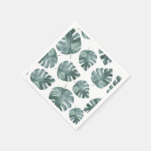 Blaue Wasserfarbe Monstera Muster Serviette (Ecke)