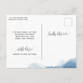 Blaue Wasserfarbe, nur Verlobt Got, Verlobung Ankündigungspostkarte (Rückseite)