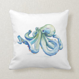 Blaue Wasserfarbe Oktopus Keuchkissen Kissen