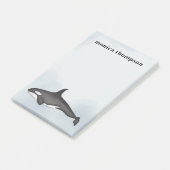 Blaue Wasserfarbe Orca Custom Post-it Klebezettel (angewinkelt)