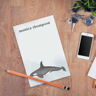Blaue Wasserfarbe Orca Custom Post-it Klebezettel