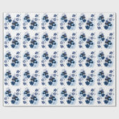 Blaue Wasserfarbe Original Orientale Blume Malerei Geschenkpapier (Flach)
