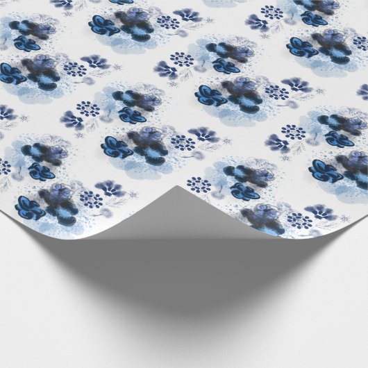 Blaue Wasserfarbe Original Orientale Blume Malerei Geschenkpapier (Ecke)