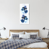 Blaue Wasserfarbe Original Orientale Blume Malerei Leinwanddruck (Insitu (Schlafzimmer))