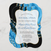 Blaue Wasserfarbe Perlen Probe Abendessen Einladung (Vorne/Hinten)