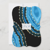 Blaue Wasserfarbe Perlen Probe Abendessen Einladung (Rückseite)