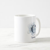 Blaue Wasserfarbe personalisierter Name Buchstabe Kaffeetasse (VorderseiteRechts)