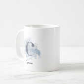 Blaue Wasserfarbe personalisierter Name Buchstabe Kaffeetasse (Vorderseite Links)