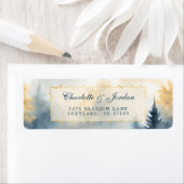 Blaue Wasserfarbe Pine Tree Woodland Rücksendeadre (Insitu)