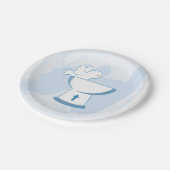 Blaue Wasserfarbe Pinselstriche Stroke Dove Boy Ta Pappteller (Schrägansicht)