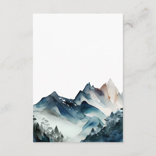 Blaue Wasserfarbe Rustikale Gebirge Details Umschl Begleitkarte (Rückseite)