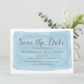 Blaue Wasserfarbe Save the Date einladen (Stehend Vorderseite)