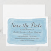 Blaue Wasserfarbe Save the Date einladen (Vorne/Hinten)