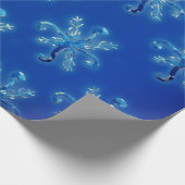 Blaue Wasserfarbe Schneeflocken Geschenkpapier (Ecke)