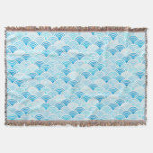 Blaue Wasserfarbe Seigaiha Pattern Donnerblanken Decke (Vorderseite)