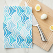 Blaue Wasserfarbe Seigaiha Waves Muster Küchentuch (Viertel Falte)