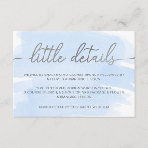 Blaue Wasserfarbe Silberschnipsel Details Begleitkarte