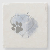 Blaue Wasserfarbe Splotch Paw Herzstück Untersetze Steinuntersetzer (Vorderseite)