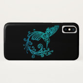 Blaue Wasserfarbe Stilftiger Hummingvogel Case-Mate iPhone Hülle (Rückseite (Horizontal))