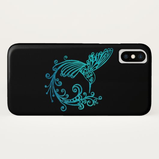 Blaue Wasserfarbe Stilftiger Hummingvogel Case-Mate iPhone Hülle (Rückseite (Horizontal))