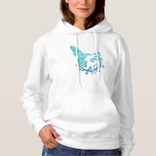 Blaue Wasserfarbe Stilftiger Hummingvogel Hoodie