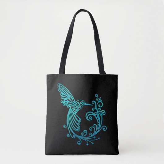 Blaue Wasserfarbe Stilftiger Hummingvogel Tasche (Vorderseite)