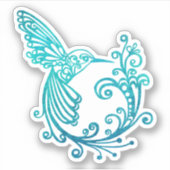 Blaue Wasserfarbe Stilvoll Hummingbird Aufkleber (Vorderseite)