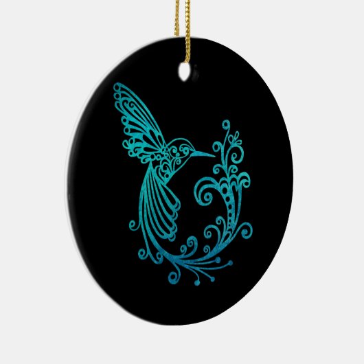 Blaue Wasserfarbe Stilvoll Hummingbird Keramik Ornament (Rechts)