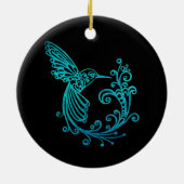 Blaue Wasserfarbe Stilvoll Hummingbird Keramik Ornament (Hinten)