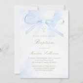 Blaue Wasserfarbe | Taufe Einladung (Vorderseite)