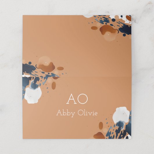 Blaue Wasserfarbe Treuekarte (Außenseite Aufgefaltet)