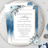 Blaue Wasserfarbe und blaue Flora, Eltern, die Gas Einladung