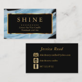 Blaue Wasserfarbe und Gold Visitenkarte (Vorne/Hinten)