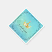 Blaue Wasserfarbe und Krone Serviette (Ecke)