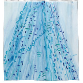 Blaue Wasserfarbe und pastellfarbene Kunstwerke Duschvorhang