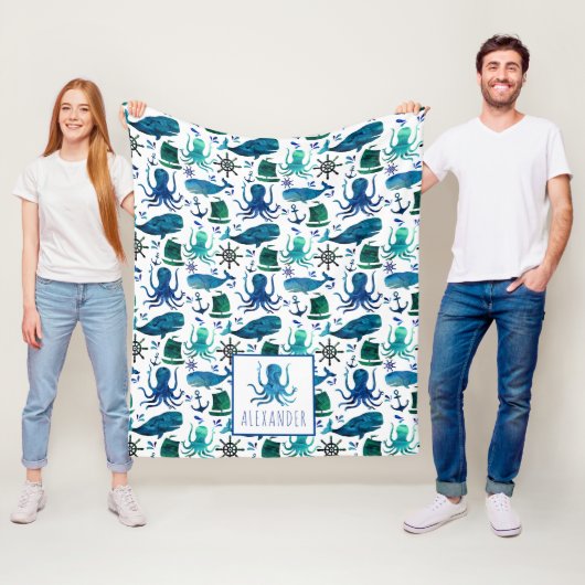 Blaue Wasserfarbe unter dem Meeresoktopus Fleecedecke (Beispiel)