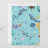 Blaue Wasserfarbe unter der Sea Baby-Dusche Einladung (Rückseite)