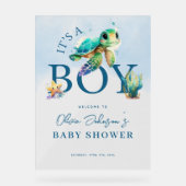 Blaue Wasserfarbe unter der Sea Baby Dusche Empfan Acrylschild (Vorderseite)