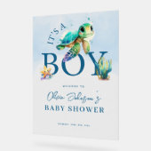 Blaue Wasserfarbe unter der Sea Baby Dusche Empfan Acrylschild (Winkel)