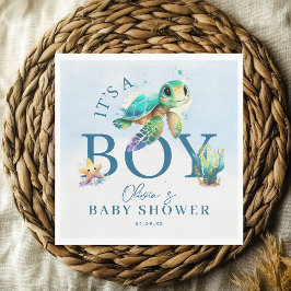 Blaue Wasserfarbe unter der Sea Baby-Dusche Serviette