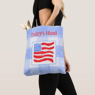 Blaue Wasserfarbe USA-Flagge mit Karo-Muster Tasche