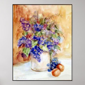 Blaue Wasserfarbe von Zaziart Poster