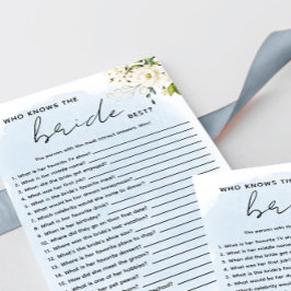 Blaue Wasserfarbe Weiße Rose, die die Braut kennt