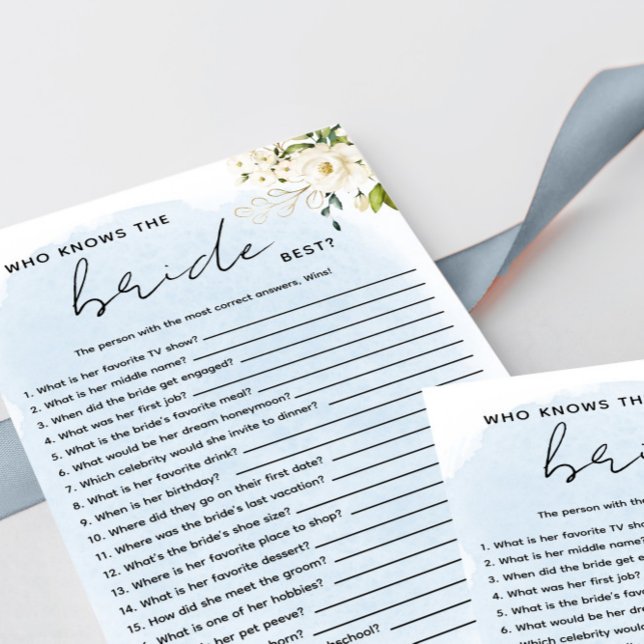 Blaue Wasserfarbe Weiße Rose, die die Braut kennt (Von Creator hochgeladen)